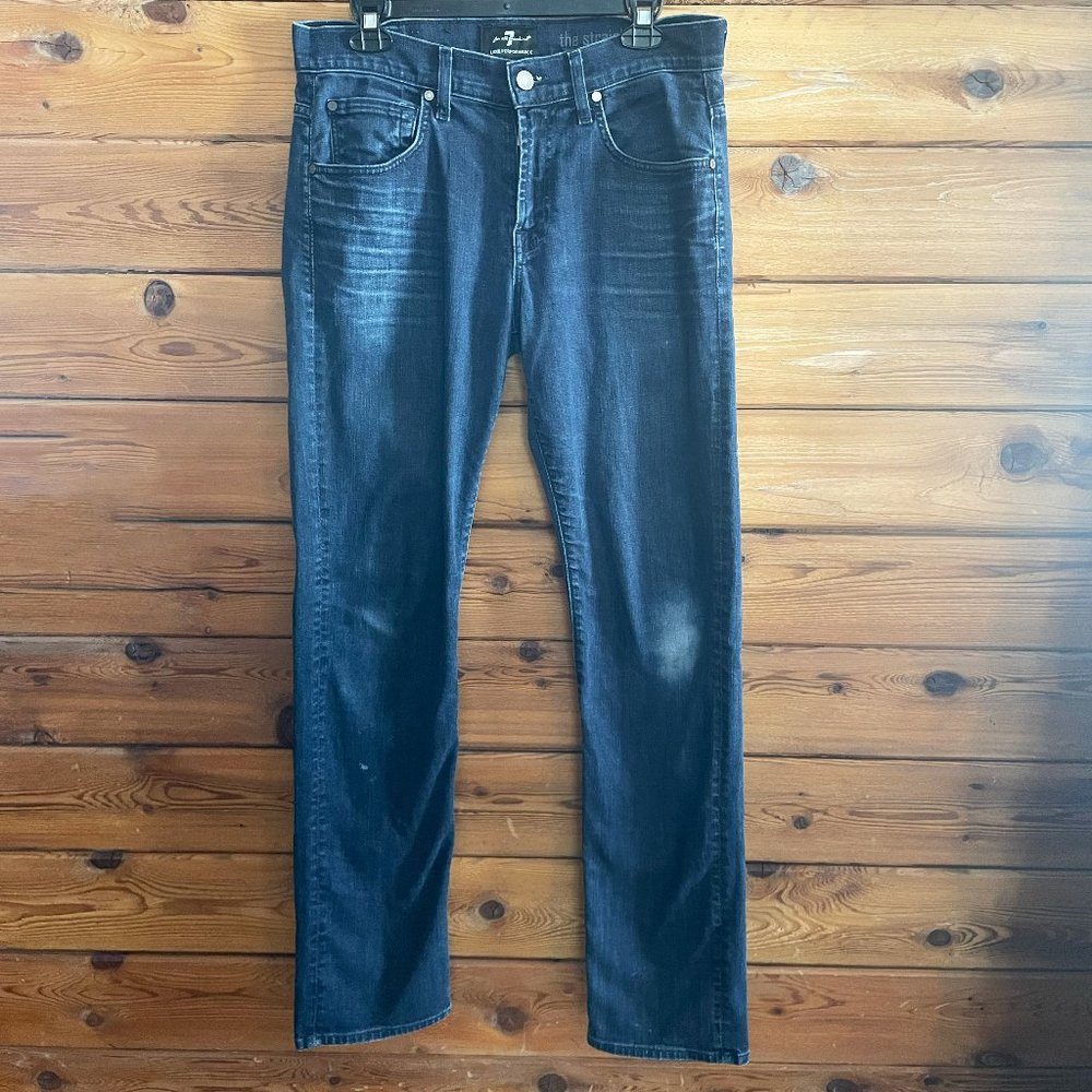 7 For All Mankind Men's Slim Straight Jeans - Dark Blue